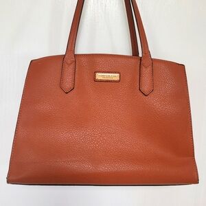 London Fog Tote Bag Brown Faux Leather Purse